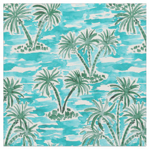 PALM WONDERLAND Tropical Hawaiian Watercolor Fabric