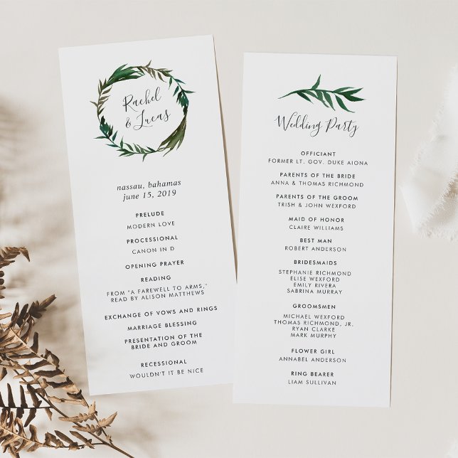 Palm Wreath Mariage programme de cérémonie (Créateur téléchargé)