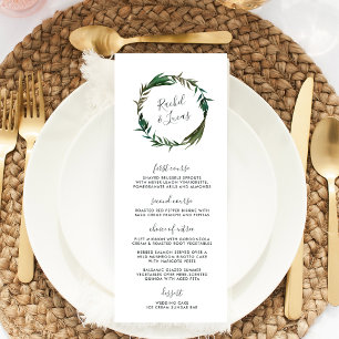 Palm Wreath Wedding Menu Card