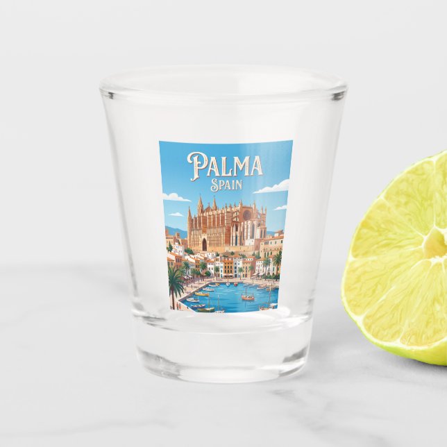 Palma Cathedral Spain Shot Glass (Front)