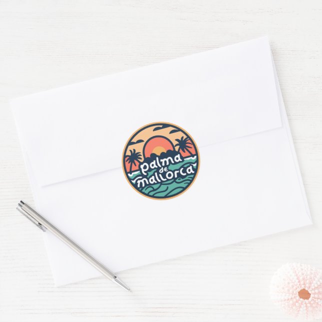 Palma de Mallorca Classic Round Sticker (Envelope)