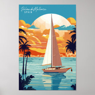Palma de Mallorca Spain vintage travel Poster