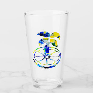 Palme auf einer Orangenscheibe Glass