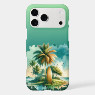 Palme et planche de surf vintage
