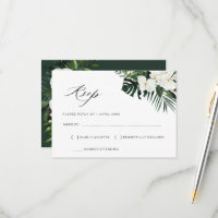 palme tropicale feuille mariage floral carte RSVP