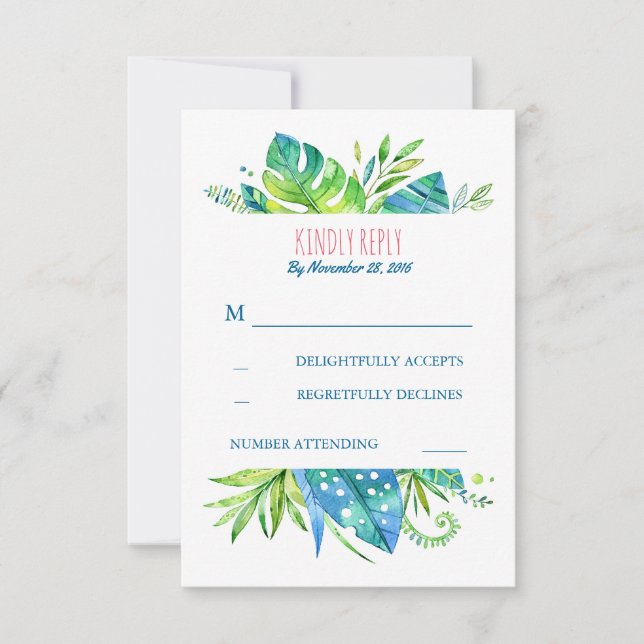 palme tropicale feuille plage mariage rsvp (Devant)