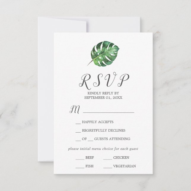 Palme tropicale sauvage 4 Menu Choix Carte RSVP (Devant)