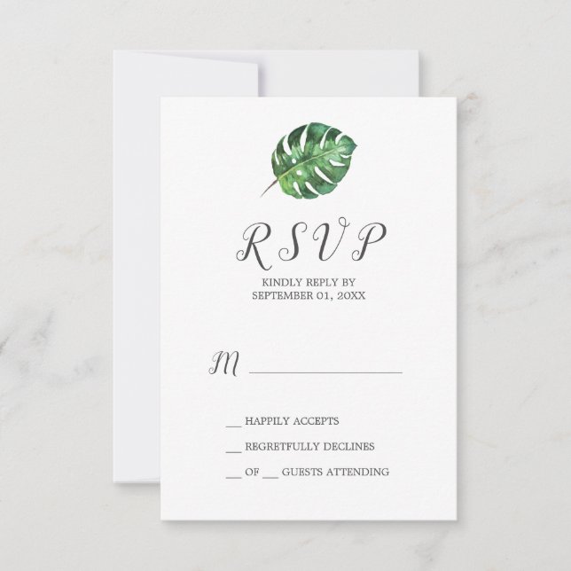 Palme Tropicale Sauvage Carte RSVP simple (Devant)