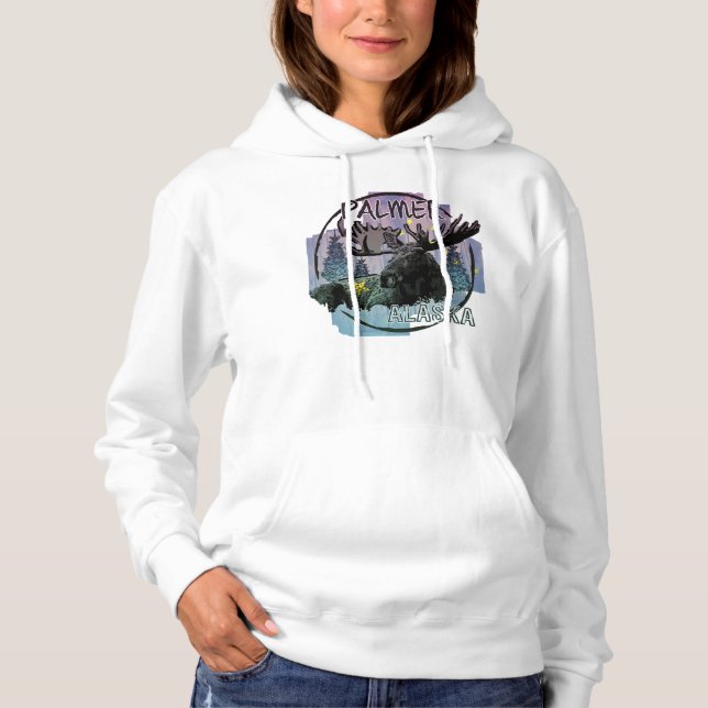 Palmer Alaska rustic moose hoodie (Front)