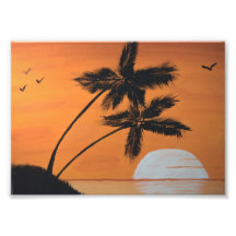 Palmes de coucher de soleil impression 5x7