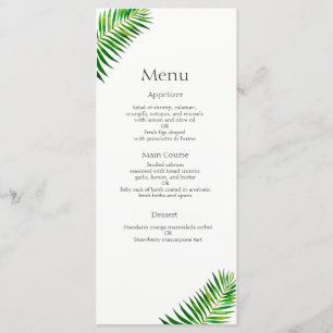 Palmettes vertes tropicales épousant le menu