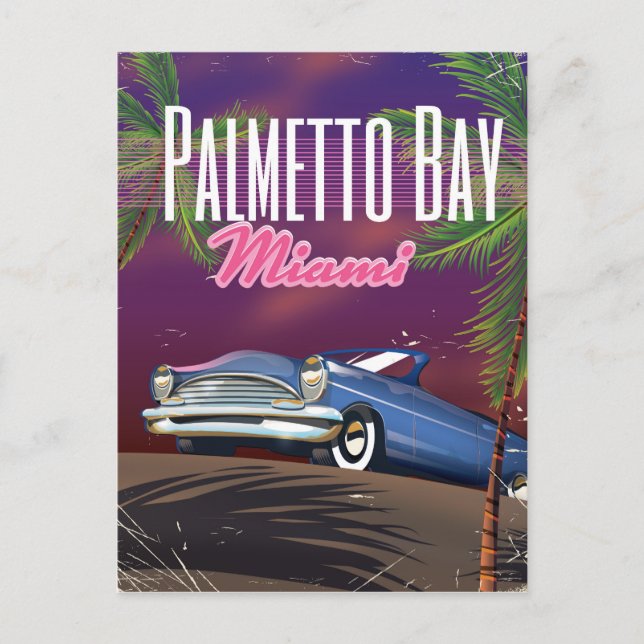 Palmetto Bay Florida USA 80s travel poster Postcard (Front)