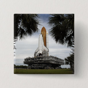 Palmetto trees frame space shuttle Endeavour 2 Inch Square Button
