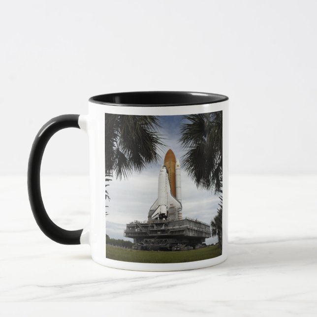 Palmetto trees frame space shuttle Endeavour Mug (Left)