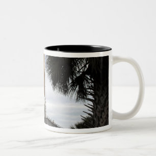 Palmetto trees frame space shuttle Endeavour Two-Tone Coffee Mug