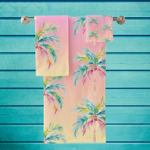 Palmier au coucher de soleil tropical 