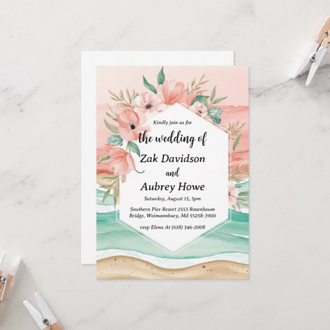palmier boho beach invitations de mariage (Devant/Arrière en situation)