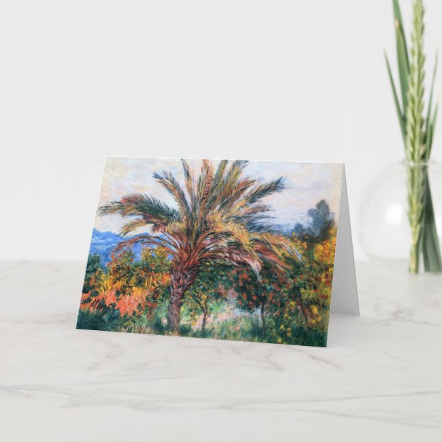 Palmier de MONET à la carte de voeux 1884 de (Devant)