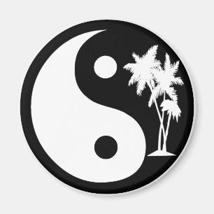 Palmier noir et blanc Yin Yang Magnet