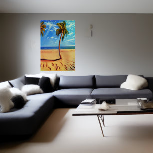 Palmier sur la plage AI Art Poster