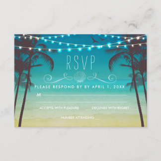 Palmier tropical de carte du mariage de plage RSVP