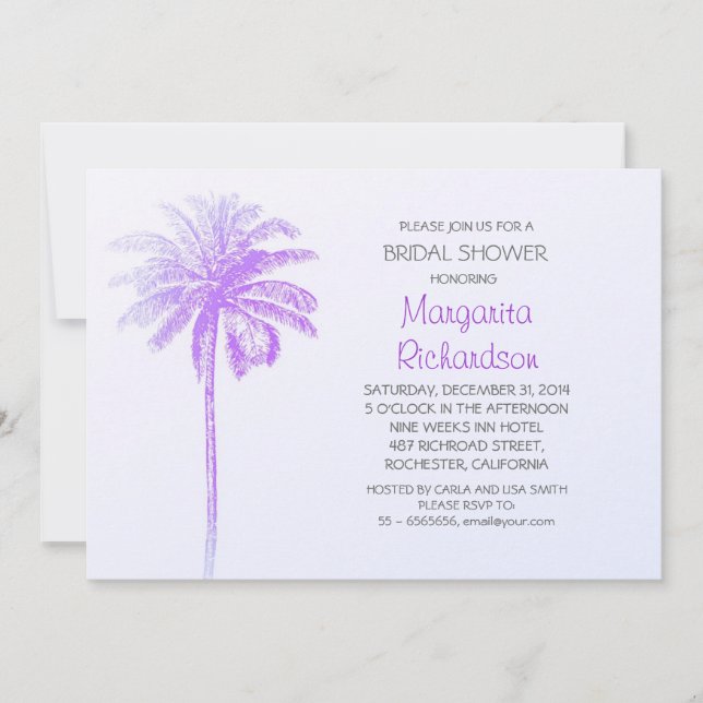palmier violet plage nuptiale invitation à la douc (Devant)