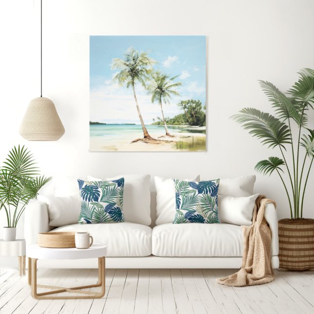Palmiers au bord de la mer en toile aquarelle Impr (Créateur téléchargé)