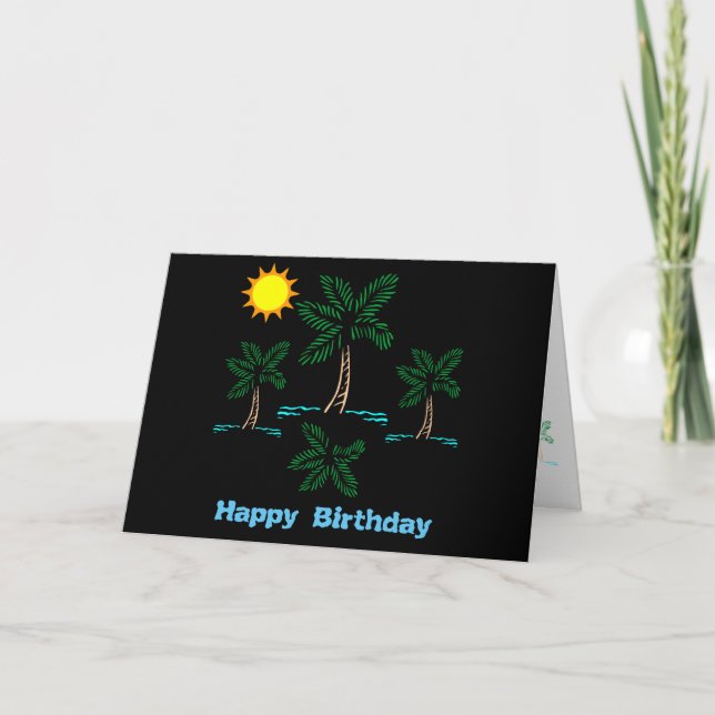 Palmiers Avec Carte D'Anniversaire Solaire (Devant)