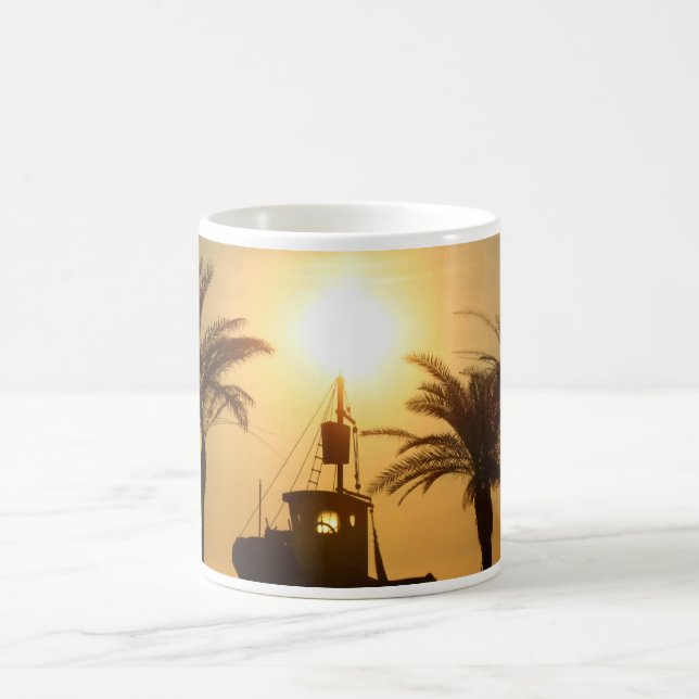 Palmiers Bateau Photo Mug blanc (Centre)