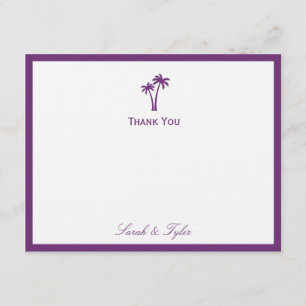 Palmiers Carte de remerciements plat - Violet