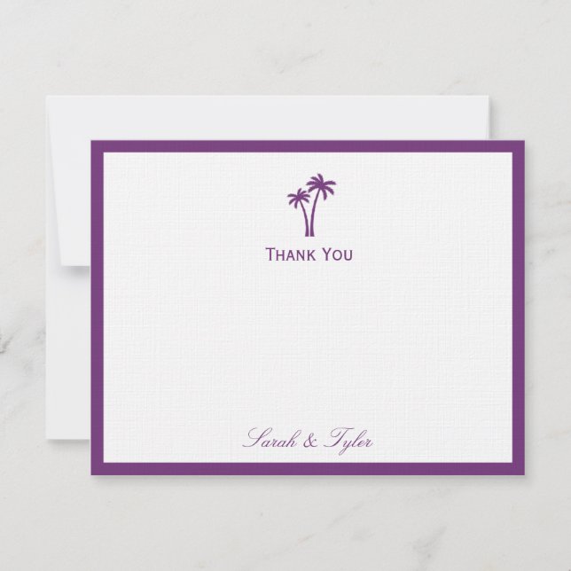 Palmiers Carte de remerciements plat - Violet (Devant)