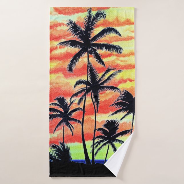 Palmiers de Coco-Coques Couchés De Soleil Hawaïen (Serviette de bain)