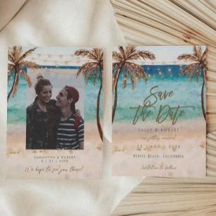 palmiers de plage photo enregistrer la carte date