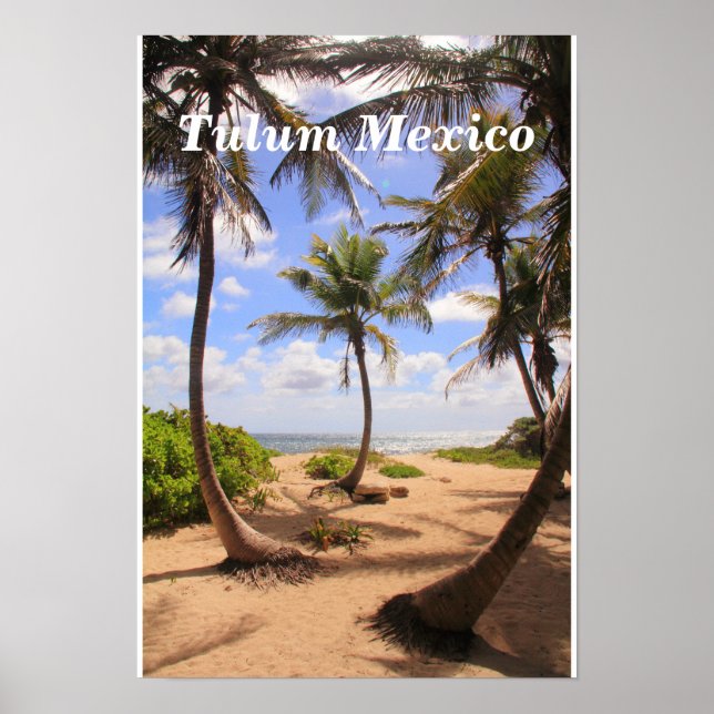 Palmiers et mer des Caraïbes Tulum Mexique Poster (Devant)