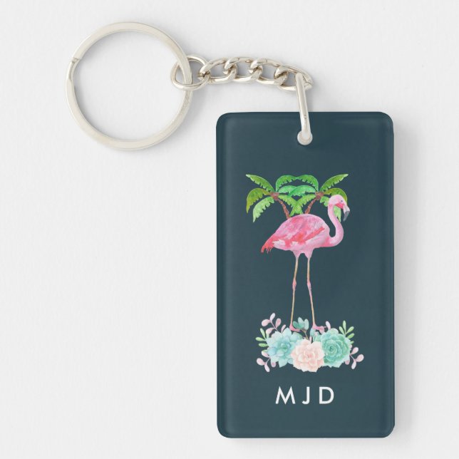 Palmiers Flamants roses roses et succulents florau (Devant)