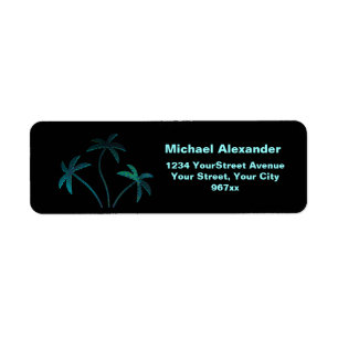 Palmiers opales de turquoise sur le noir