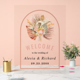 Palmiers séchés, pampas herbe terre cuite mariage