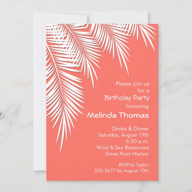 Palmiers sur le corail vivant Invitations d'annive (Devant)