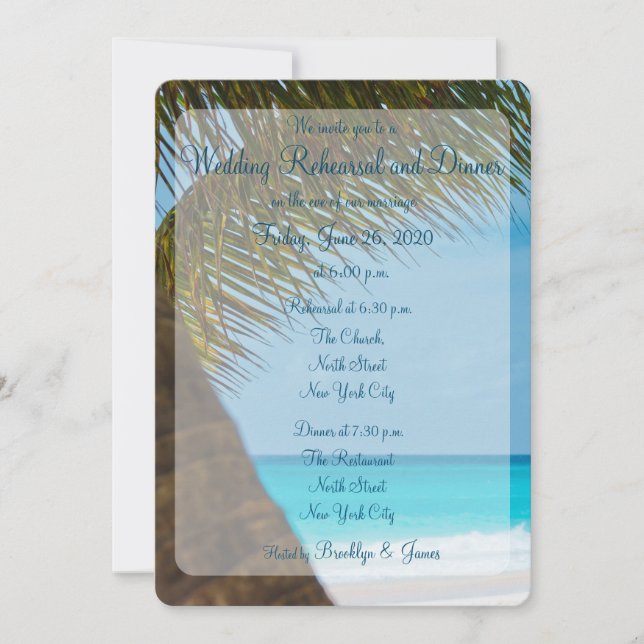 Palmiers Sur Plage Mariage Invitations (Devant)