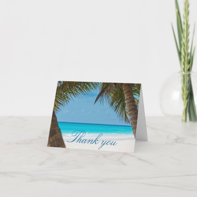 Palmiers Sur Plage Mariage Merci Cartes (Devant)