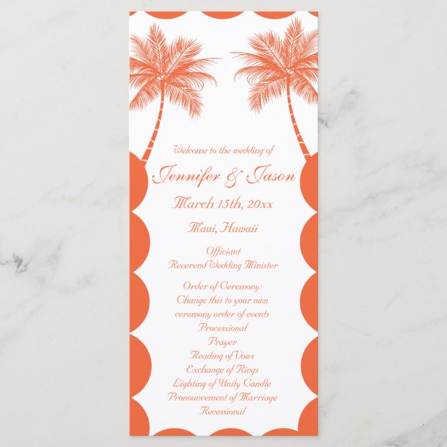 Palmiers Tropical Coral Beach Programmes de mariag (Devant)