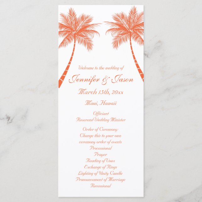 Palmiers Tropical Coral Beach Programmes de mariag (Devant)