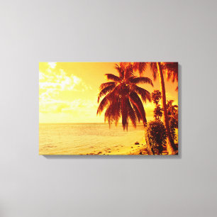 Palmiers tropicaux à une plage à la toile de