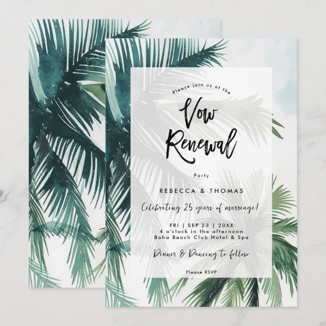 palmiers tropicaux annonce une invitation au renou (Devant / Derrière)