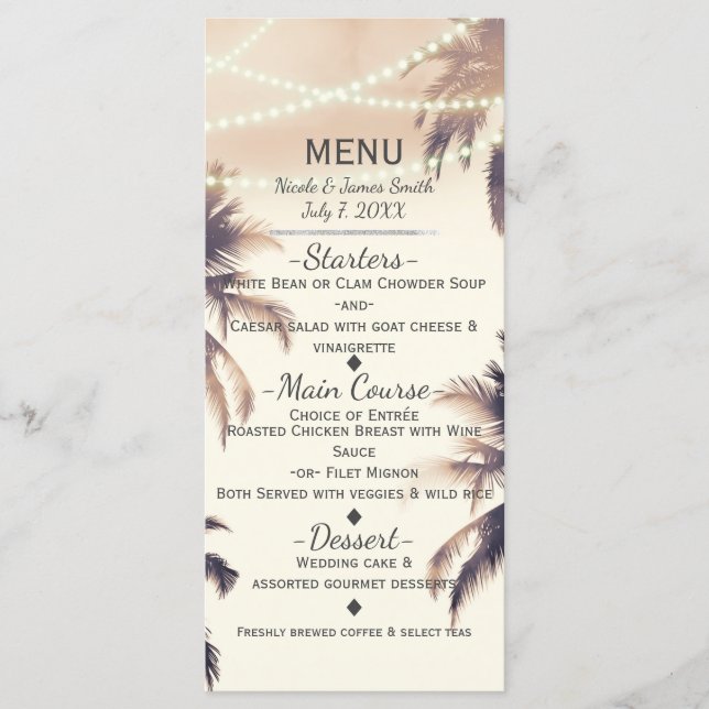 Palmiers tropicaux et lumières Crème Dream Menu (Devant)