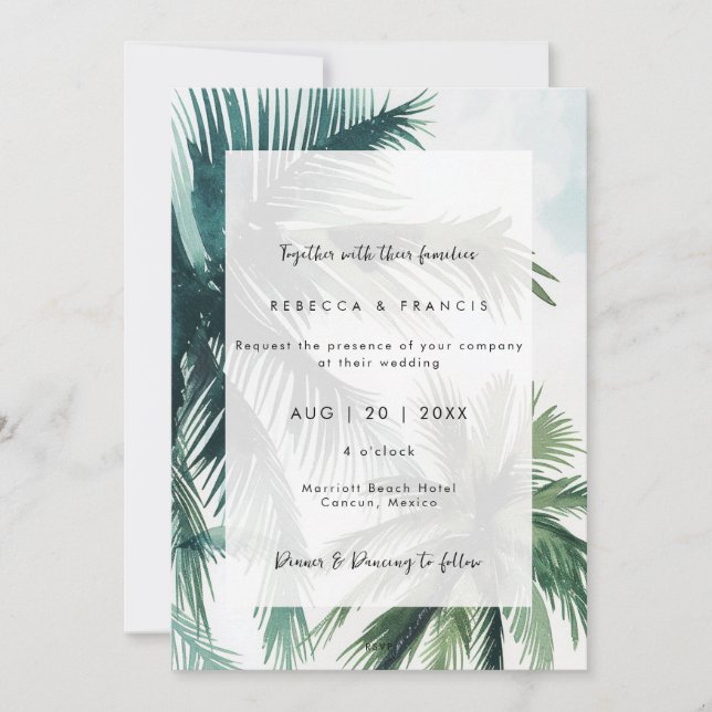 palmiers tropicaux faire-part de mariage (Devant)