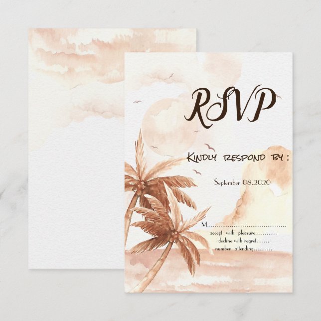 Palmiers tropicaux rustiques Invitation RSVP (Devant / Derrière)