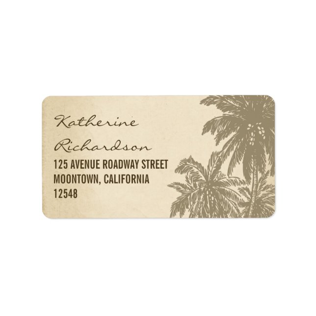 Palmiers vintages étiquette de adresse (Devant)