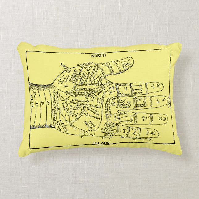 Palmistry, 1671 decorative pillow (Front)