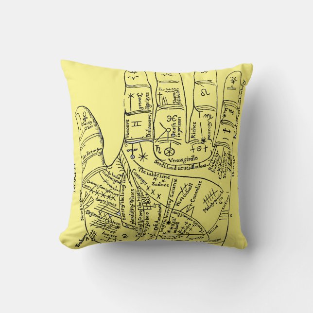 Palmistry, 1671 throw pillow (Front)